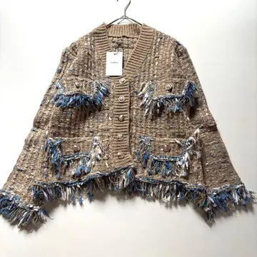 [ 새상품 ] LiLiRena 리리레나 트위드 프린지 니트 자켓