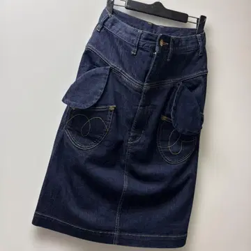 메르시보쿠 스트레치 데님 스커트 다크 네이비