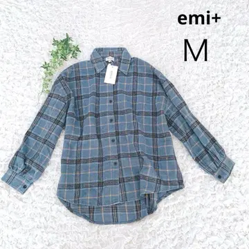 emi+ 에미플러스 플란넬 셔츠 오버 사이즈 여성용 [M] 체크 무늬