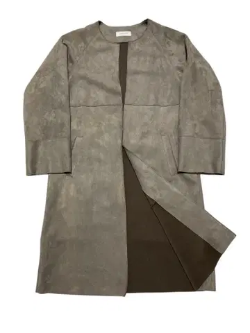 새상품급 SIMPLICITE 스웨이드풍 스텐카라 코트 베이지 그레이