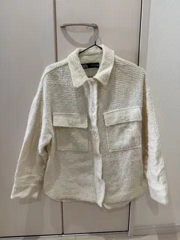 ZARA 아이보리 트위드 셔츠 자켓