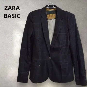 새상품급 자라 베이직 테일러드 자켓 엘보우 패치 체크