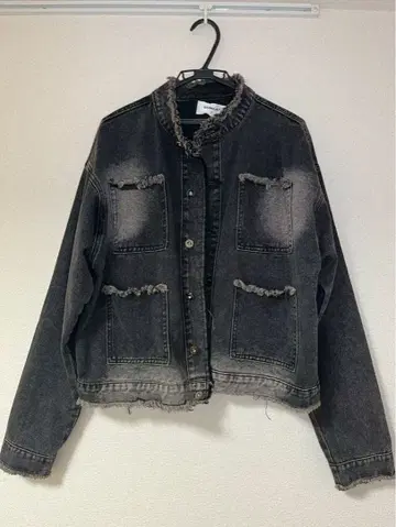 orun 데미지 데님 자켓 블랙