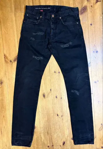 REIGN 블랙 데미지 데님 팬츠 슬림핏 Italy DSL