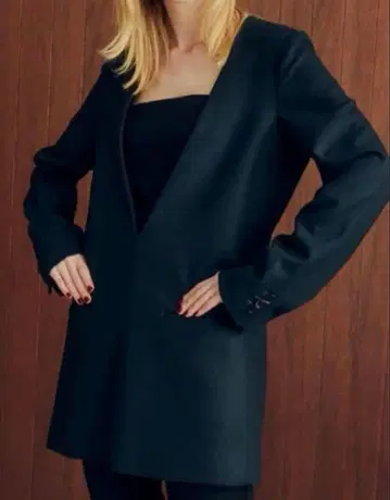 조이 다크 그린 노카라 자켓