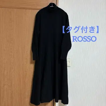 [택 포함 새상품] ROSSO 블랙 터틀넥 롱 니트 원피스