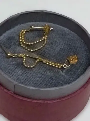 골드 비즈 체인 후프 귀걸이