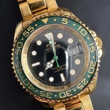 TECHNOS 골드 그린 손목시계