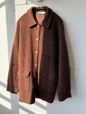 ZARA 택 포함 미사용 새상품 브라운 가디건 버튼 포함