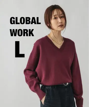 [ 새상품 ] 글로벌 워크 맨투맨 라이크 V넥 풀오버 보르도 [ L ]