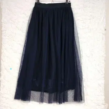 [빔즈하트] 네이비 튤 레이어드 롱 스커트 허리 62