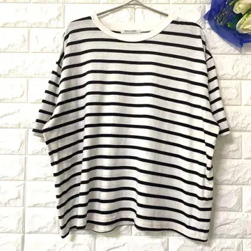 RUDE GARRET 보더 셔츠 루즈핏 빅 라운드넥