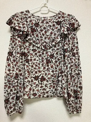 ungrid 꽃무늬 프릴 벌룬 소매 셔츠 F 사이즈
