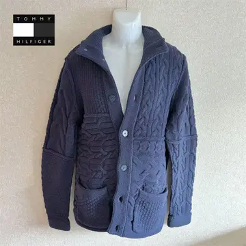 힐피거 데님 케이블 니트 가디건 사이즈 M