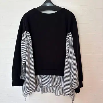 bou jeloud 레이어드 디자인 블랙 맨투맨 티셔츠