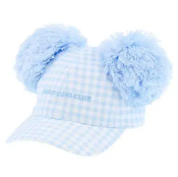 디즈니 깅엄 체크 NAKAYOSHICLUB 폼폼 모자 스카이블루