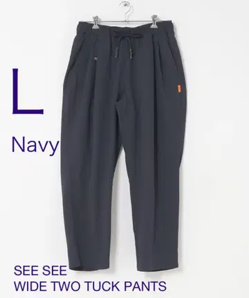 네이비 L 새상품 see see WIDE TWO TUCK PANTS
