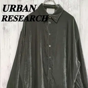 어반 리서치 벨루어 셔츠 긴팔 셔츠 광택 일본제 카키 L 고급