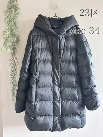 23구 경량 워셔블 실리 타프타 미들 기장 다운 코트 블랙 34