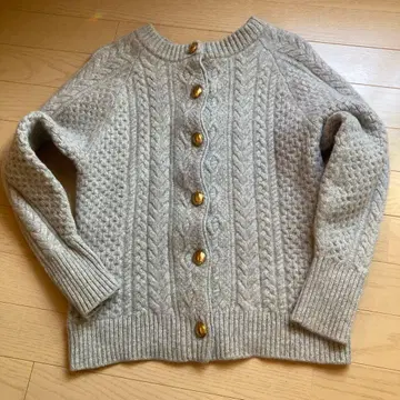 프레임워크 케이블 가디건 골드 버튼 해밀턴 아란 니트