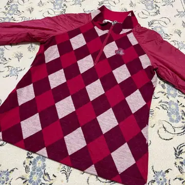 블랙 앤 화이트 아가일 무늬 여성용 플리스 셔츠 L 사이즈 새상품급