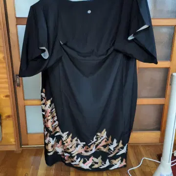 블랙 전통 예복 기모노 학 자수 삼중 문양