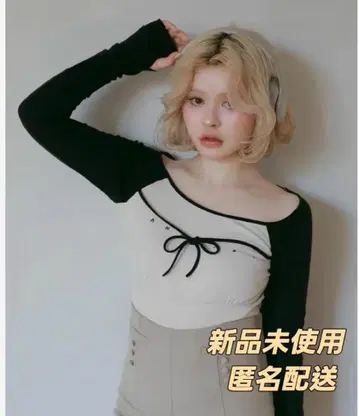 미사용 새상품 andmary Alma ribbon tops black