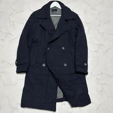 레어 자라 ZARA 다운 코트 더블 체스터 네이비 울 사이즈 M