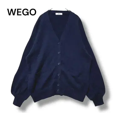 위고 니트 가디건 네이비 F 볼륨 슬리브 스트레치