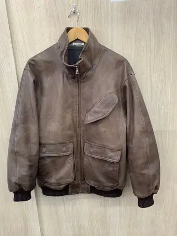 auralee 헤비 램 레더 집 블라존