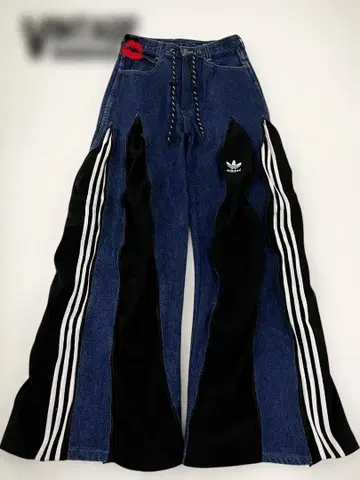 아디다스 로고 4 지퍼 와이드 데님 3 라인 레어 101206