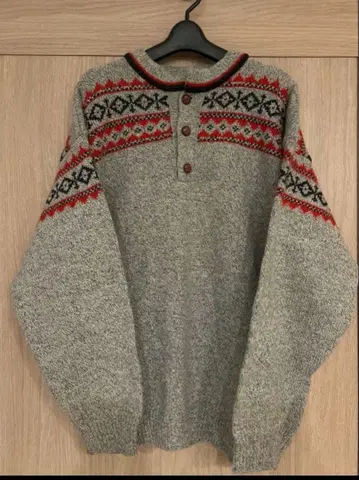 긴팔 스웨터 그레이 페어아일 패턴
