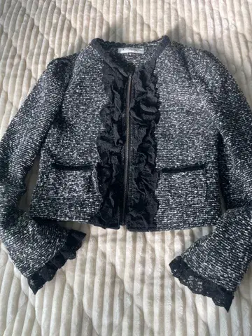 레이스 달린 트위드풍 자켓