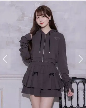 pium 개더 슬리브 리브 후드티 세트