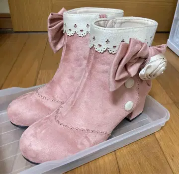 벨 시크 로즈 리본 숏부츠 핑크 리본 x 레이스 히메 스타일 양산형