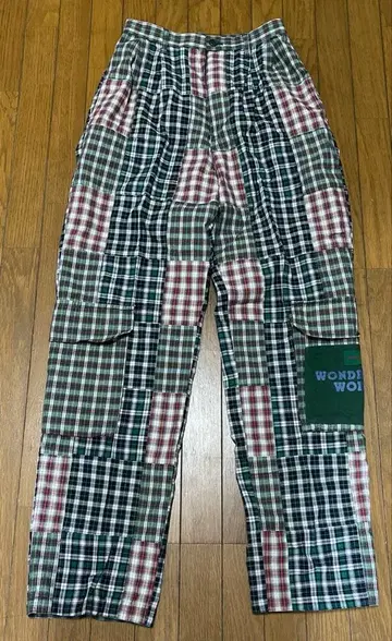 원더풀 월드 체크 패치워크 팬츠 그린 계열 핑크하우스
