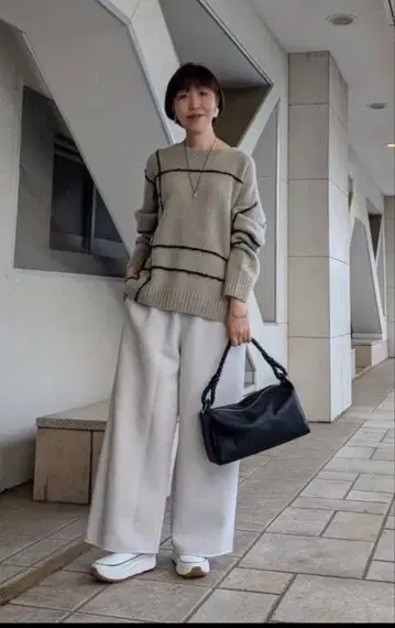 BEARDSLEY 리플 종이상자 허리 리브 팬츠 M