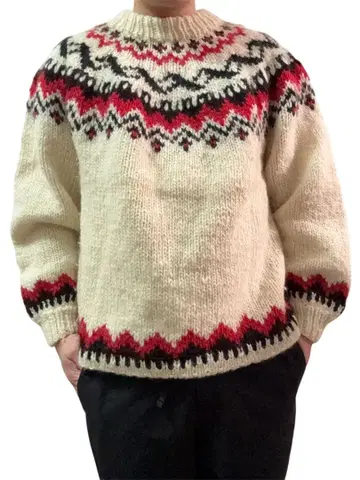 노르딕 무늬 울 핸드 니트