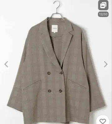 렙심 W 더블 브레스 미들 체크 자켓