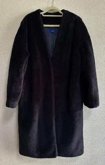 SHIPS 보아 롱 코트 네이비