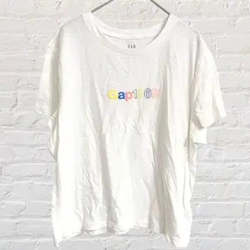 GAP 갭 T셔츠 영문 로고 컬러풀 화이트 반팔 심플 M