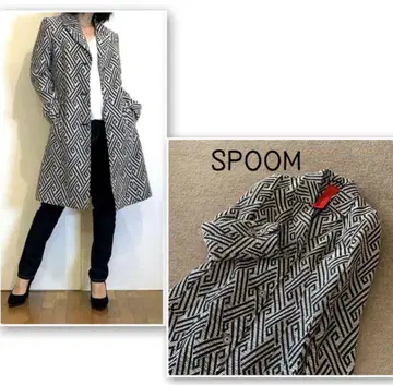 새상품급 SPOOM 스 기하학 패턴 자카드 코트 수입 올 패턴 가을/겨울