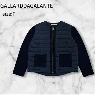 개럴개런트 니트 절개 노카라 다운 자켓 네이비 F