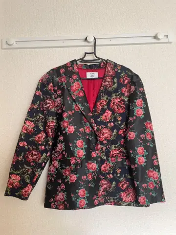 꽃무늬 테일러드 자켓 블랙