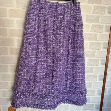 뮤베르 보라색 트위드 플레어 스커트 무릎 기장