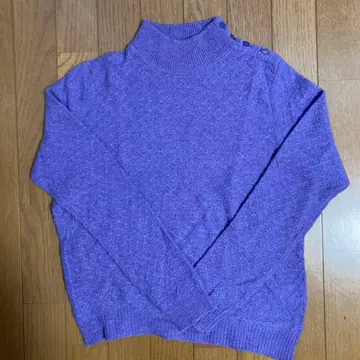 캐시미어 100% 퍼플 하이넥 스웨터