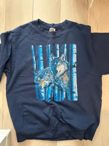 늑대 프린트 네이비 트레이닝복