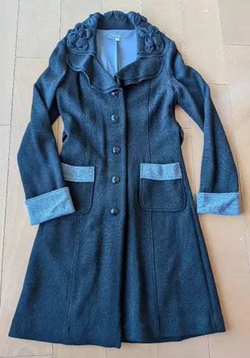 FRANCO FERRARO 롱 코트 블랙 x 그레이 사이즈 3