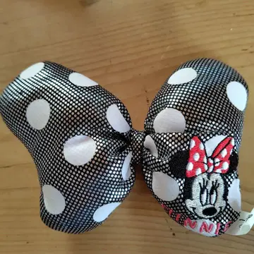 미니 마우스 물방울 패턴 머리핀 블랙 실버 도트 복슬복슬