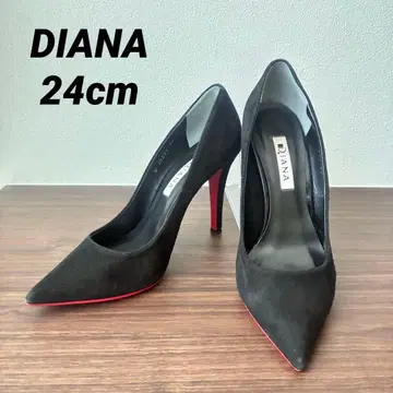 인기 새상품급 DIANA 하이힐 레드 밑창 스웨이드 블랙 24cm